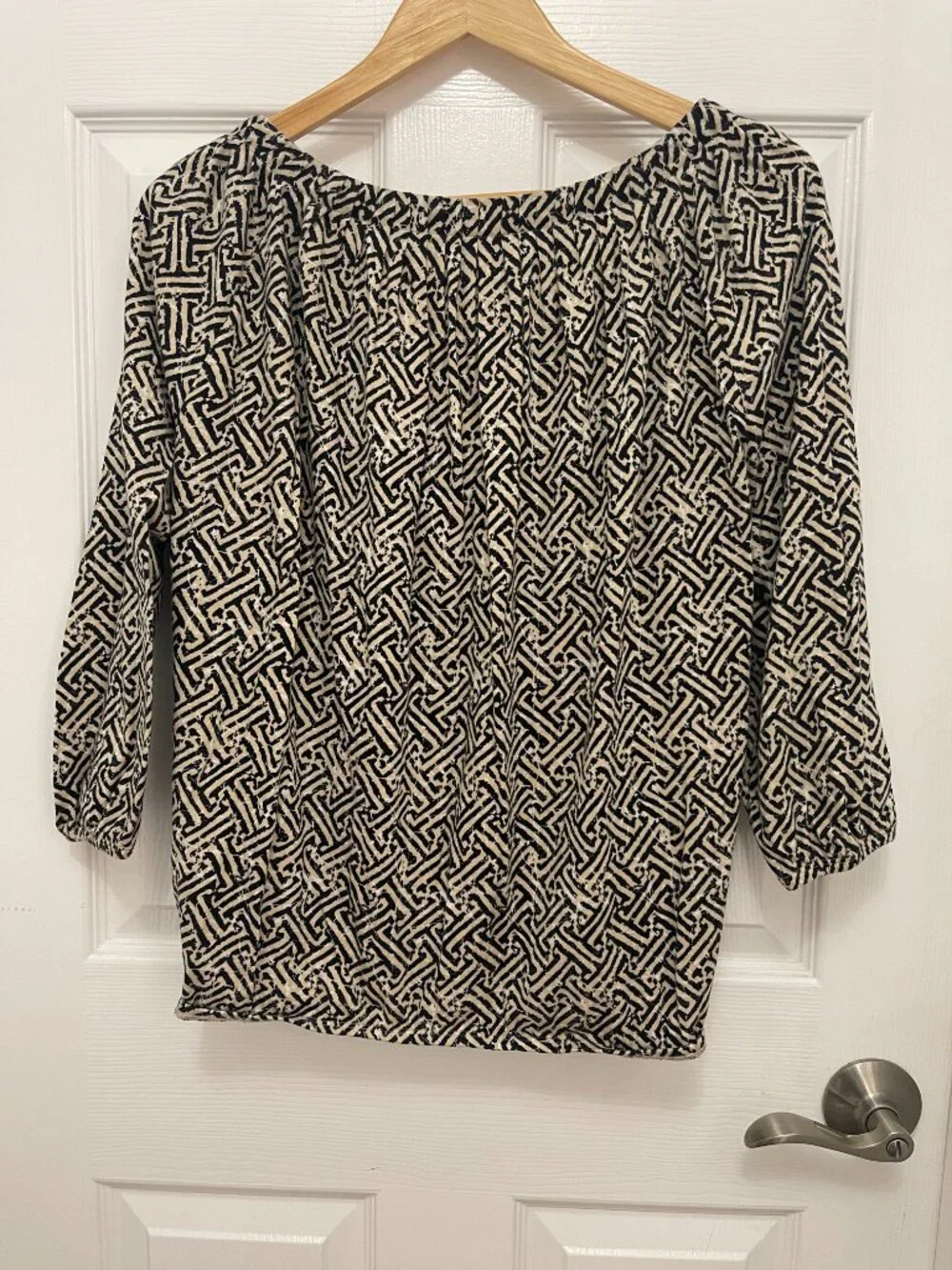 MICHAEL Michael Kors Chain Link Print Square Neck Blouse, Size L